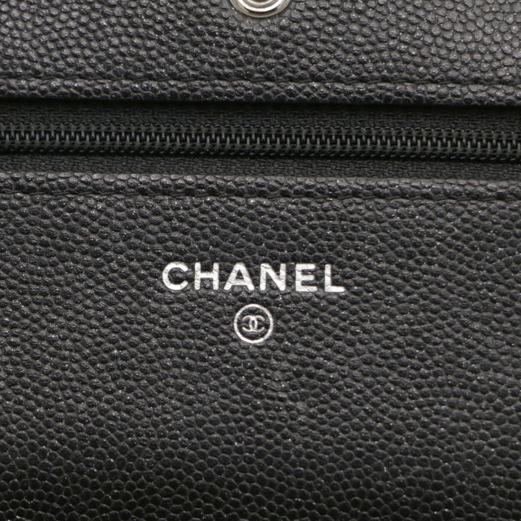 Chanel Caviar Wallet on Chain Black Silver Hardware