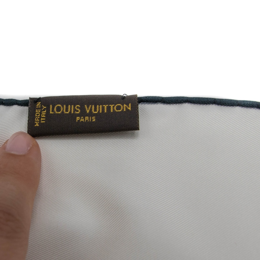 Louis Vuitton - 5540 White Twilly Bandanna Limited Stickers Bandeau Scarf/Wrap
