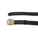 Gucci - 6273 Leather Slim Black Belt with Double G Buckle 80 32 414516