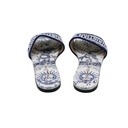 Christian Dior Dway Slide Blue Toile de Jouy Embroidered Cotton Size 38 1/2