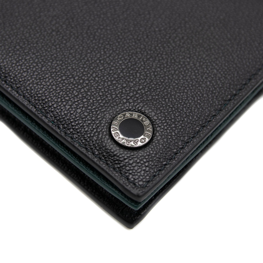 BVLGARI/Bulgari - 8640 Bifold Black Calf Leather Wallet