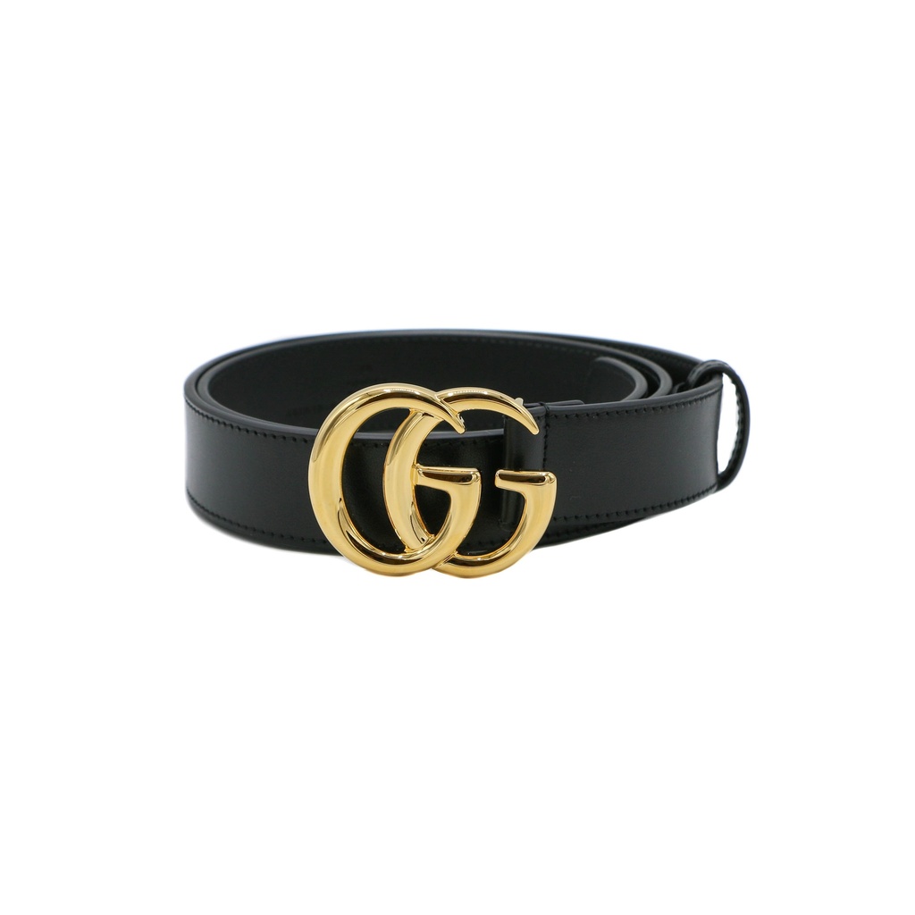 Gucci GG Marmont Leather Black Belt with Shiny Buckle 95 38 414516
