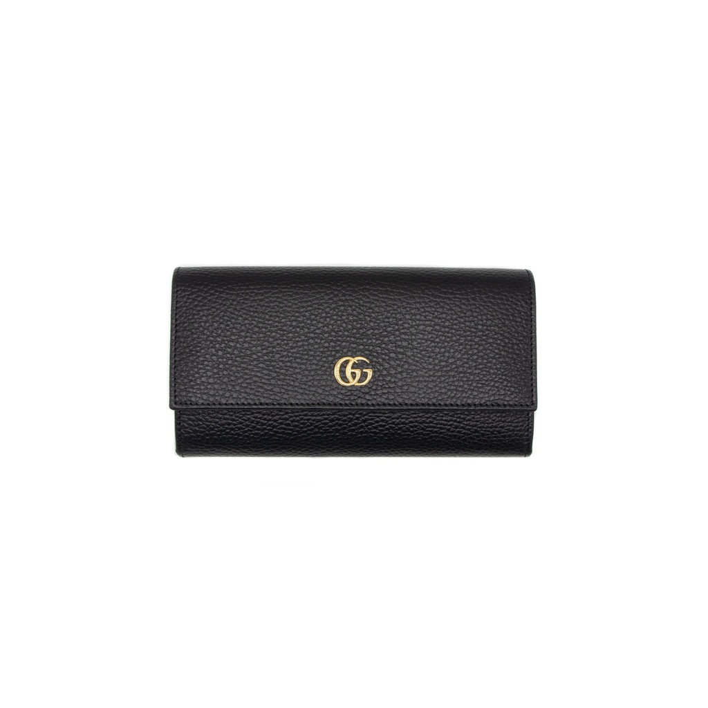 Gucci - 9175 GG Marmont Calfskin Black Leather Continental Wallet 456116