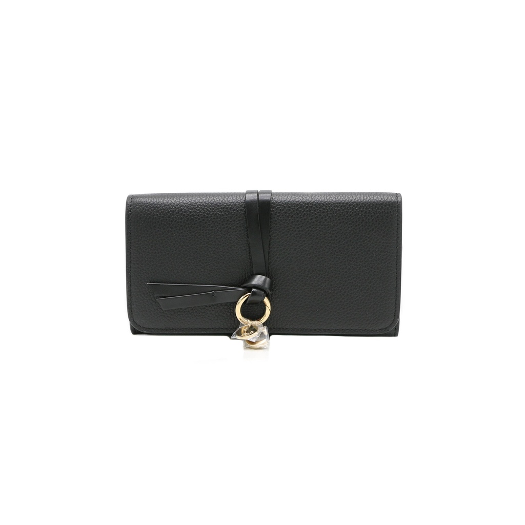 [Chloe-11368] Chloe-11368 Chloe Alphabet Long Flap Wallet Black 022311065