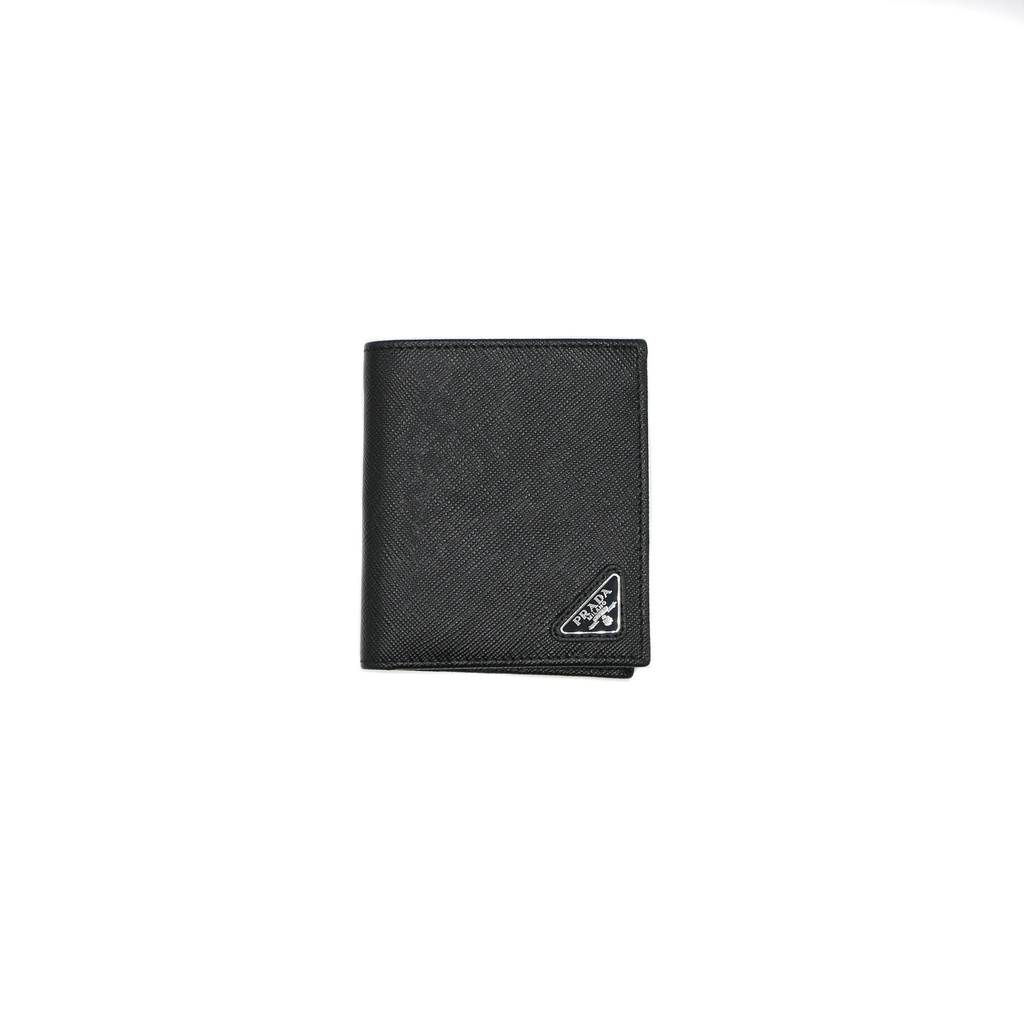 [Prada-12151] Prada Triangle Logo Bifold Black Wallet