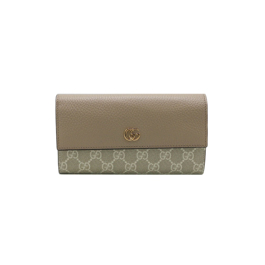 [Gucci-12164] Gucci GG Marmont Leather Continental Wallet Beige 456116