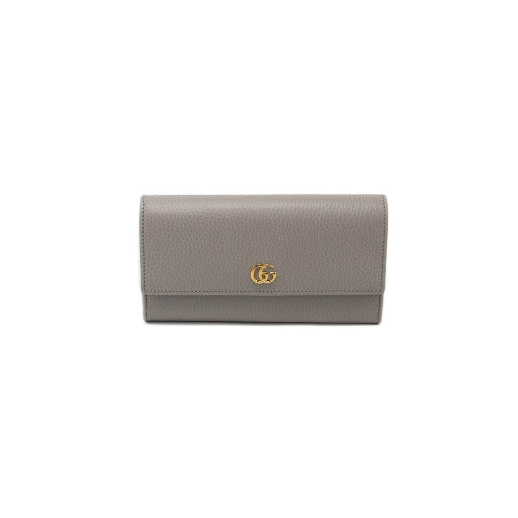 [Gucci-13351] GG Marmont Leather Continental Wallet Grey 456116