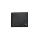 Prada Unisex Plain Leather Folding Wallet Black Wallet