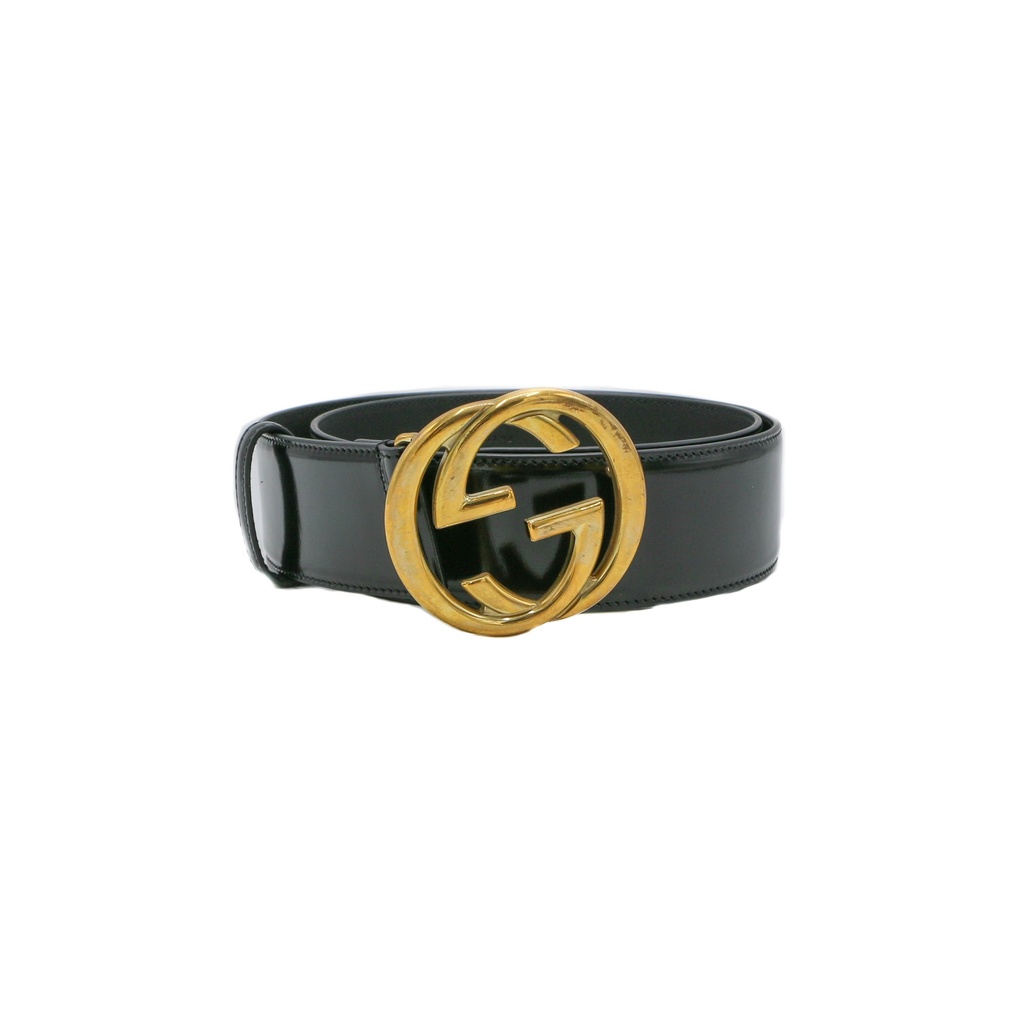 [Gucci-14143] Gucci Interlocking G Buckle Wide Belt 763389 Size 85 34
