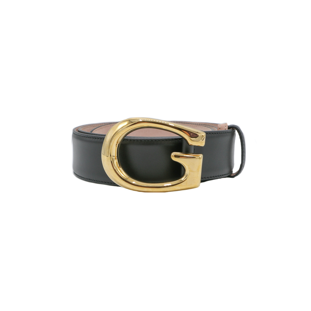[Gucci-14151] Gucci G Buckle Belt Black 655567 Size 95 38