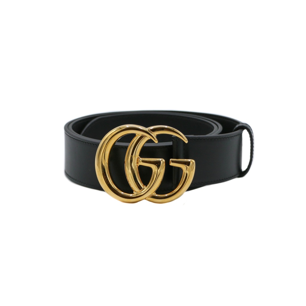 Gucci GG Marmont Leather Black Belt with Shiny Buckle 95 406831