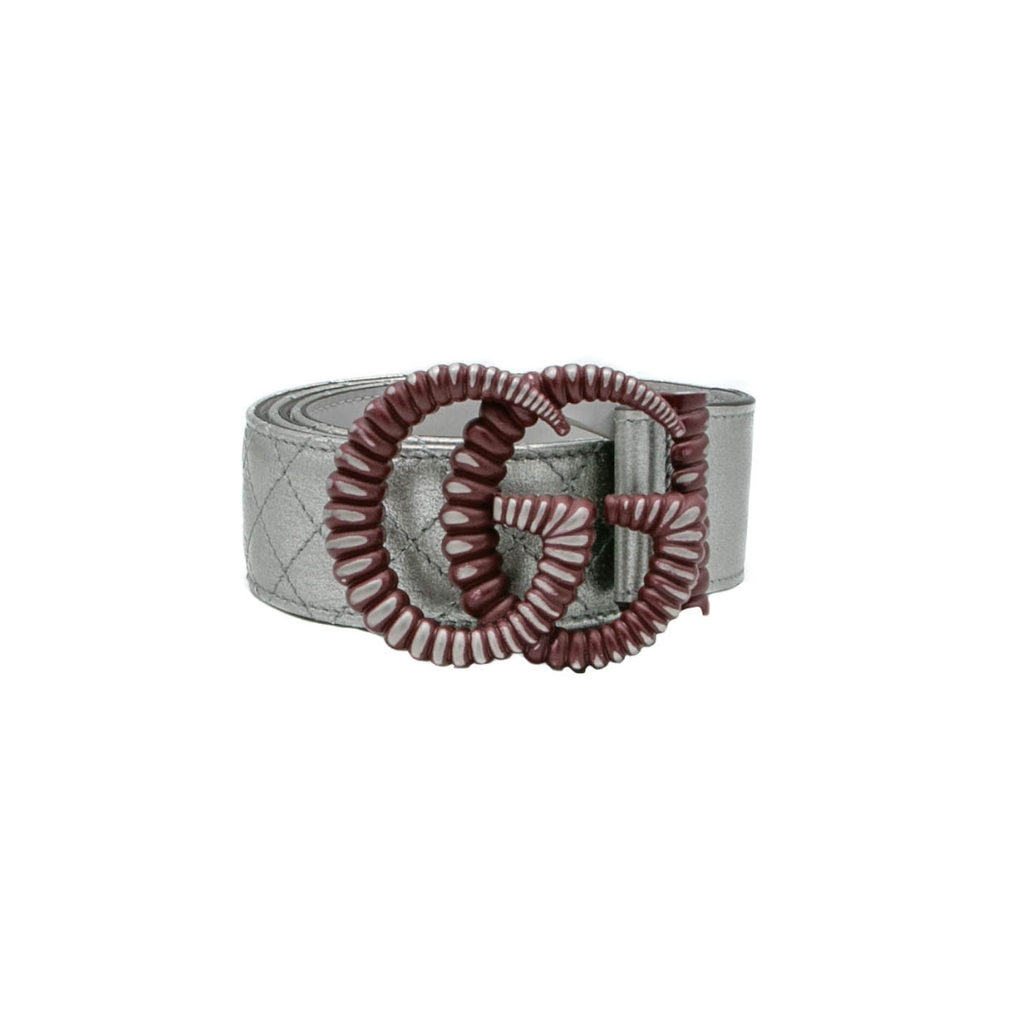 Gucci Silver Leather Belt 564291 In Size 75 30