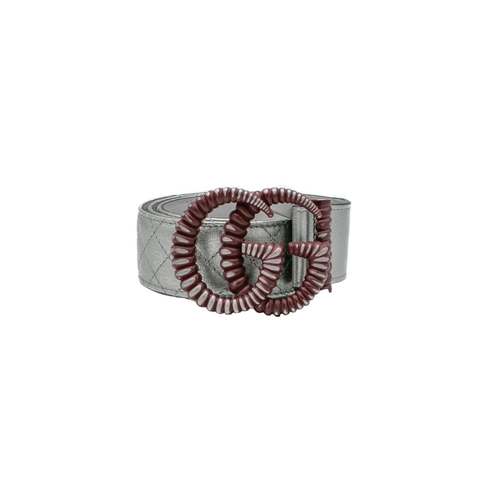 Gucci Silver Leather Belt 564291 In Size 75 30