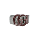 Gucci Silver Leather Belt 564291 In Size 75 30