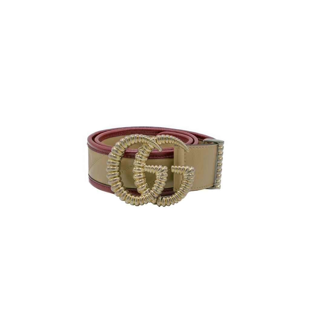 Gucci Marmont Torchon GG Beige Leather Belt In Size 65 26 576202