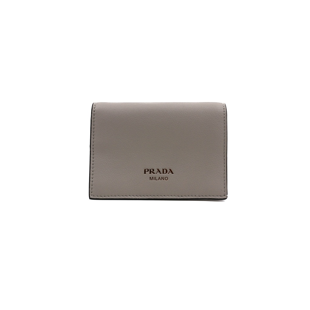 Prada Small Leather Embossed Logo White Wallet 1MV204