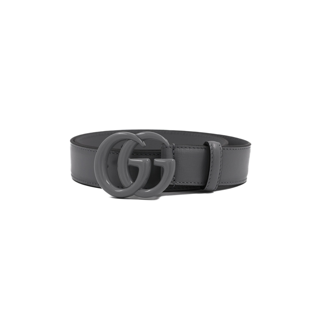 [Gucci-15533] Gucci GG Marmont Grey Leather Belt With Shiny Buckle 414516 In Size 70 28