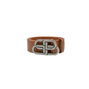 Balenciaga Women's BB Thin Belt In Brown Calfskin And Silver Buckle In Size 90