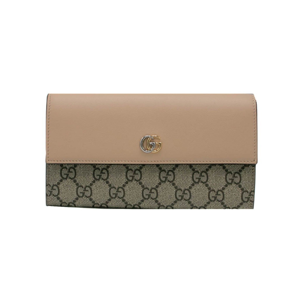 Gucci GG Marmont Leather Continental Wallet Ebony and Beige 795627