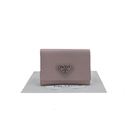Prada Saffiano Triangle Tri-Fold Wallet Pink
