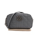 Gucci Calfskin Matelasse Aria Small GG Marmont Chain Shoulder Bag Deep Grey