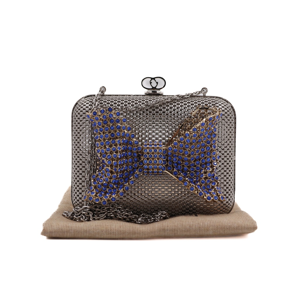 [Gucci-16392] Gucci Metal Handbag With Crystal Bow 725794