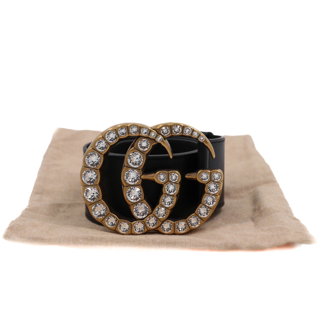 [Gucci-16397] Gucci Calfskin Crystal Double G 550110 In Size 65 26 