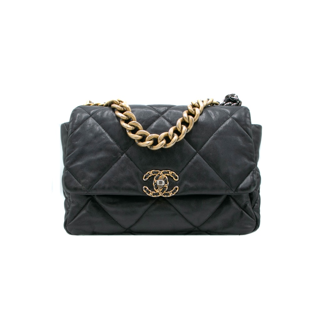 Chanel Black Leather 19 Large Flap Bag 