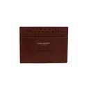 Saint Laurent Embossed Card Holder Wallet Brown