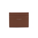 Saint Laurent Pebble-Grain Leather Cardholder Beige