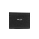 Saint Laurent Pebble-Grain Leather Cardholder Dark Blue