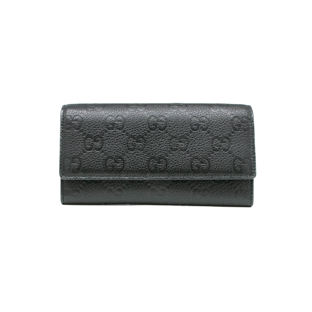 [Gucci-16864] Gucci Guccissima Continental Wallet Black 815922