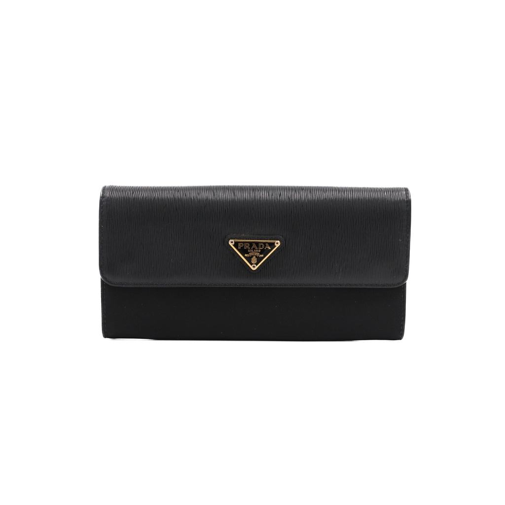 Prada Saffiano Black Long Wallet