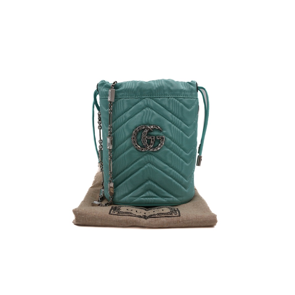 Gucci Gucci GG Marmont Silk Bucket Bag Light Blue 746609