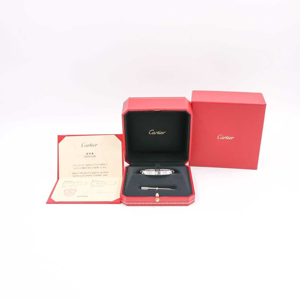 Cartier Love Half Diamond Bracelet Size 16 Full Set