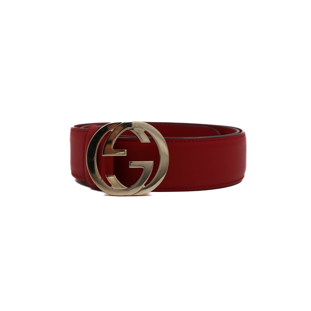 [Gucci-17374] Gucci Interlocking G Logo Red Leather 546386