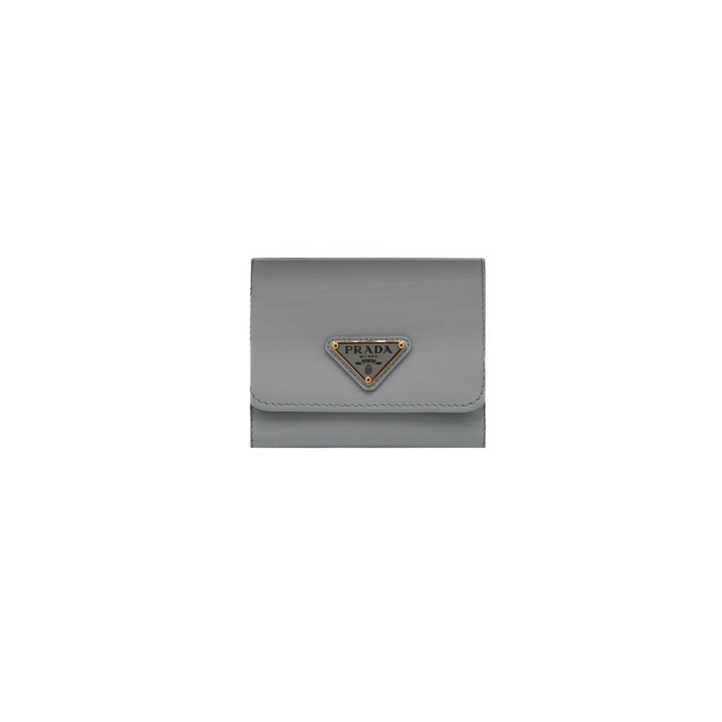 Prada Nappa Triangle Tri-Fold Wallet Grey