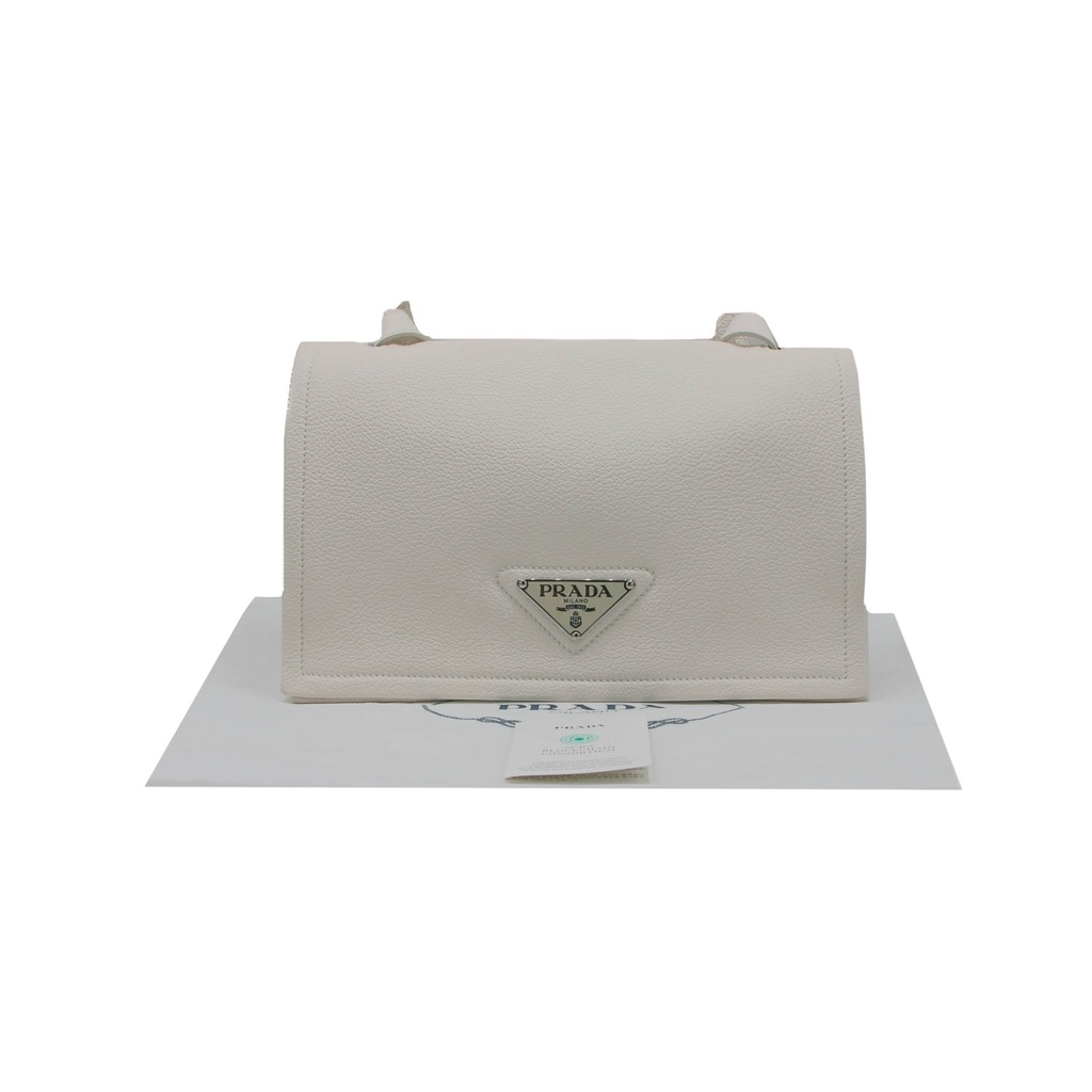 Prada Glace Crossbody Shoulder Bag White Leather