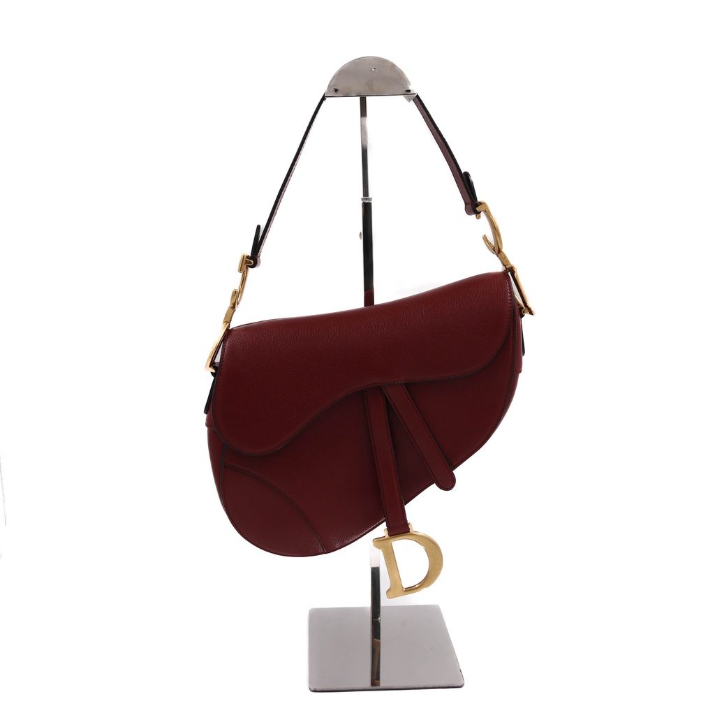 Christian Dior Medium Leather Saddle Bag Red
