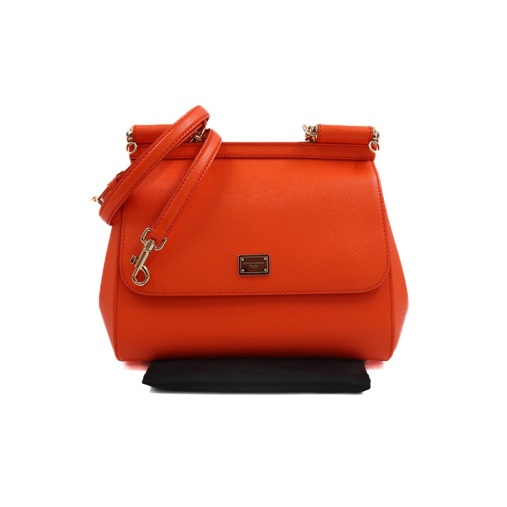 [Dolce-Gabbana-17734] Dolce & Gabbana Dauphine Medium Miss Sicily Orange Bag