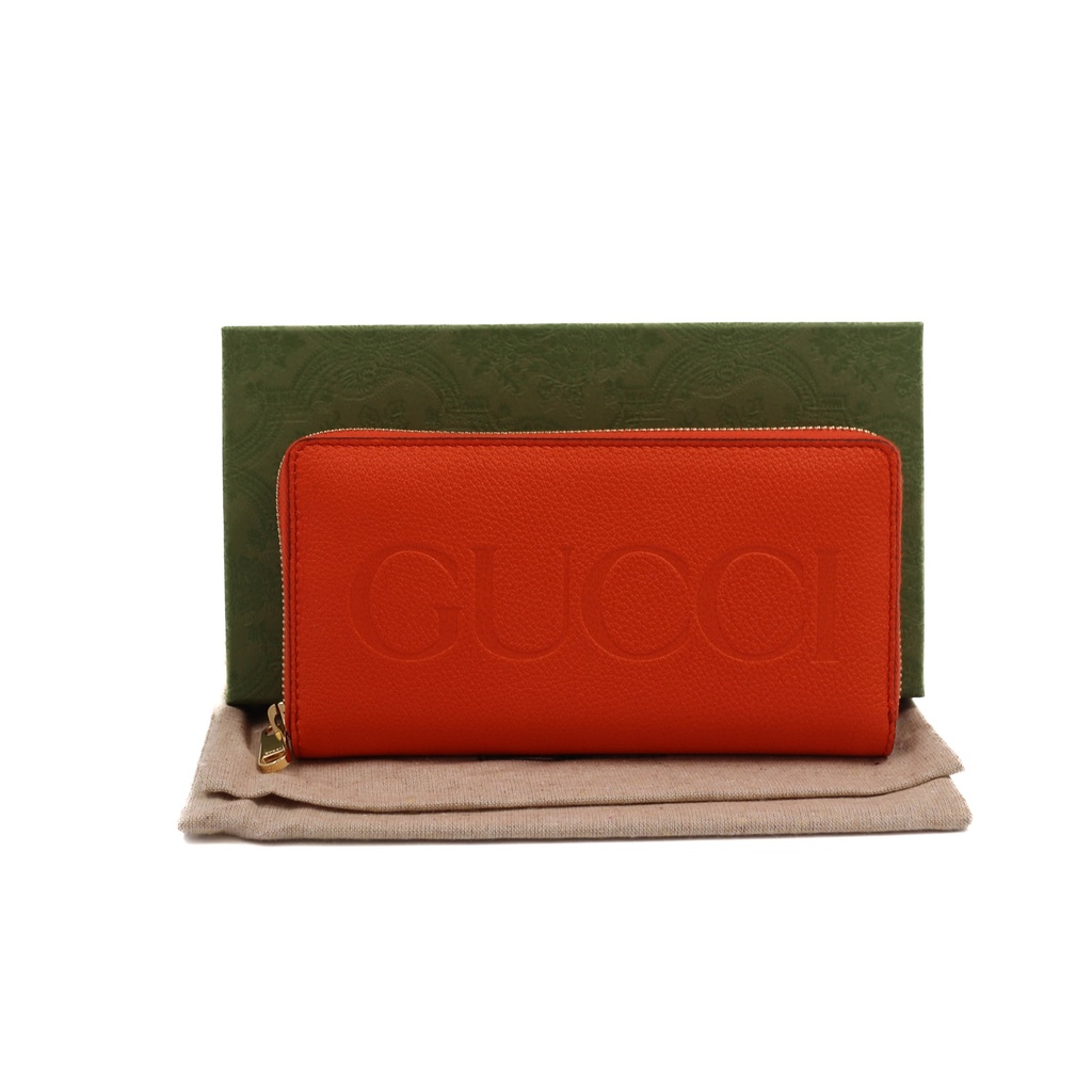 [Gucci-17847] Gucci Leather Continental Orange Wallet 658691