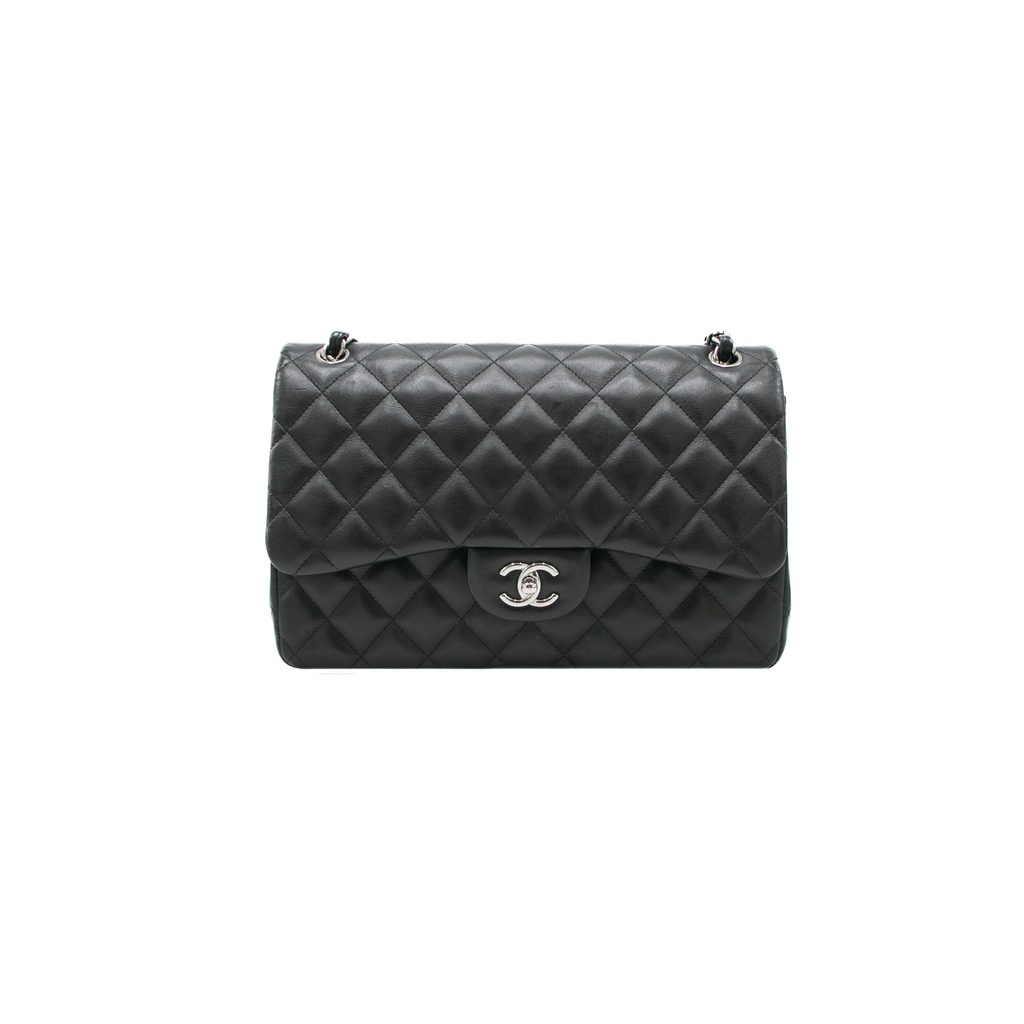 Chanel Classic Jumbo Calfskin/Lambskin Double Flap Black Handbag