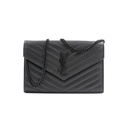 Yves Saint Laurent Chevron Cassandre Wallet on Chain Black