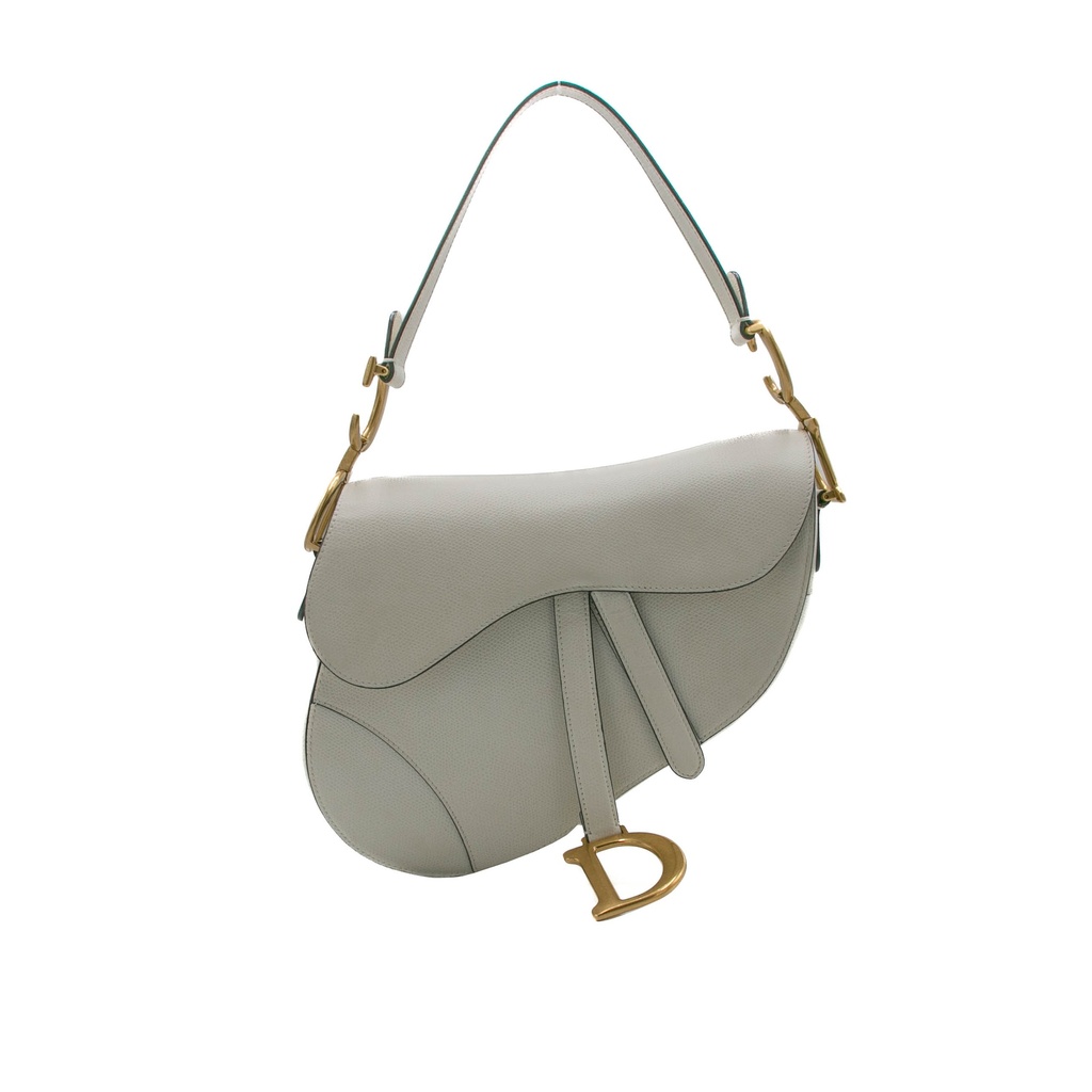 Christian Dior Medium Grained Calfskin Saddle Bag White