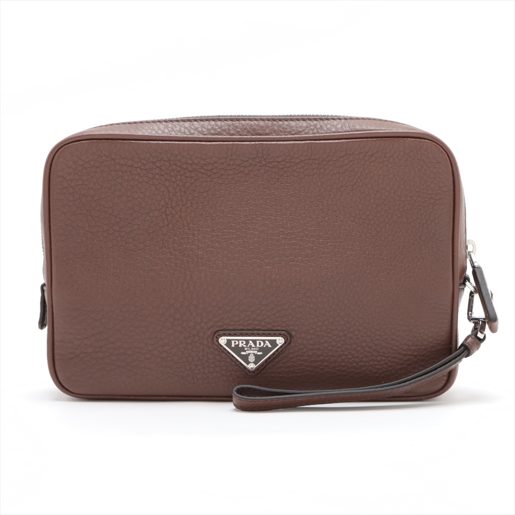Prada Leather Brown Clutch 2VF007