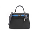 Hermes Kelly 25 Epsom Silver Hardware Black and Blue Year 2024 New
