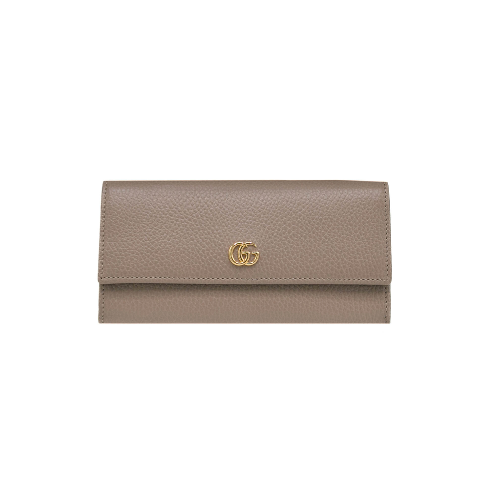 Gucci GG Marmont Leather Continental Wallet Beige and Pink 456116