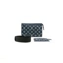Louis Vuitton Calfskin Monogram Shadow Gaston Wearable Wallet Ink Blue White