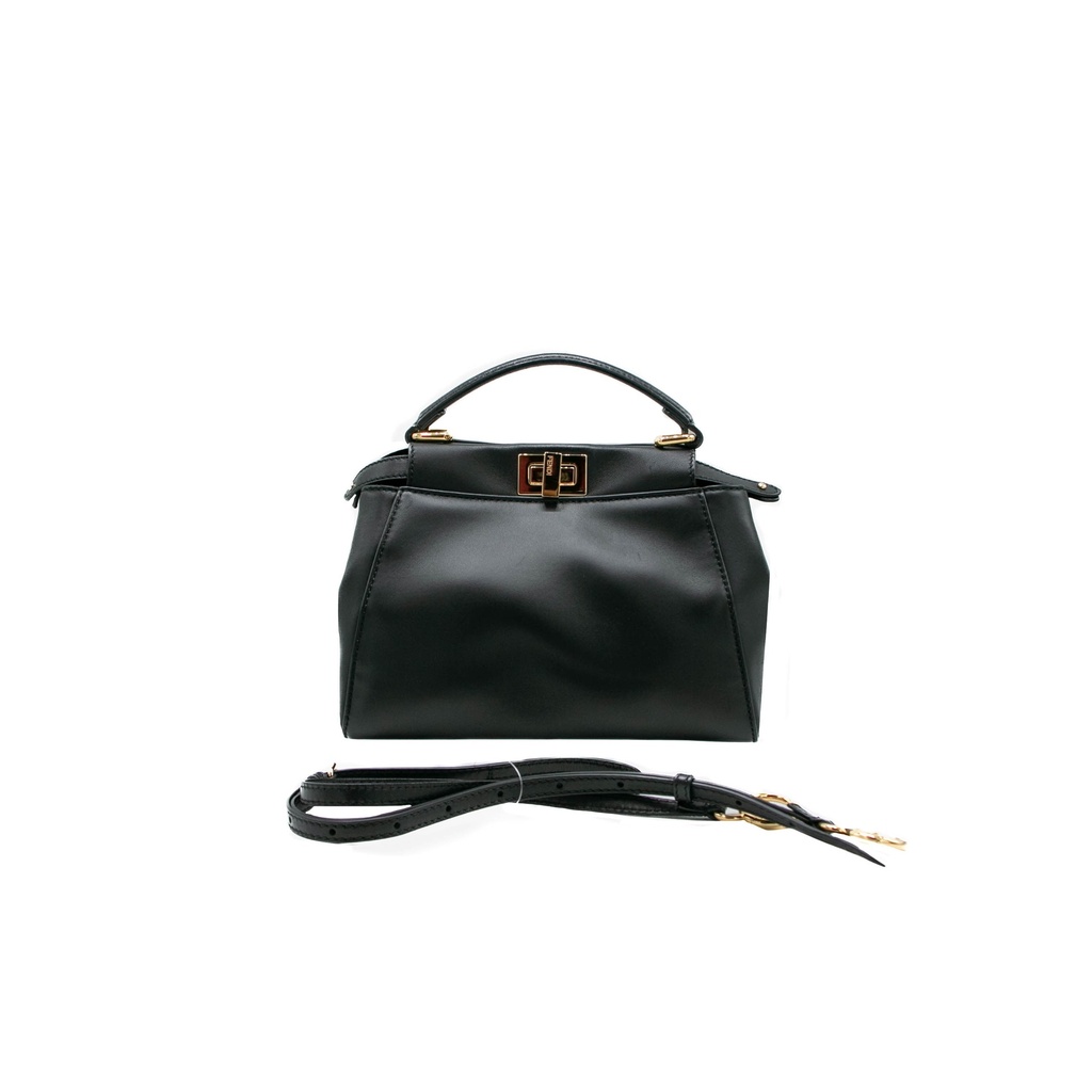 Fendi Nappa Mini Peekaboo Iconic Satchel Black