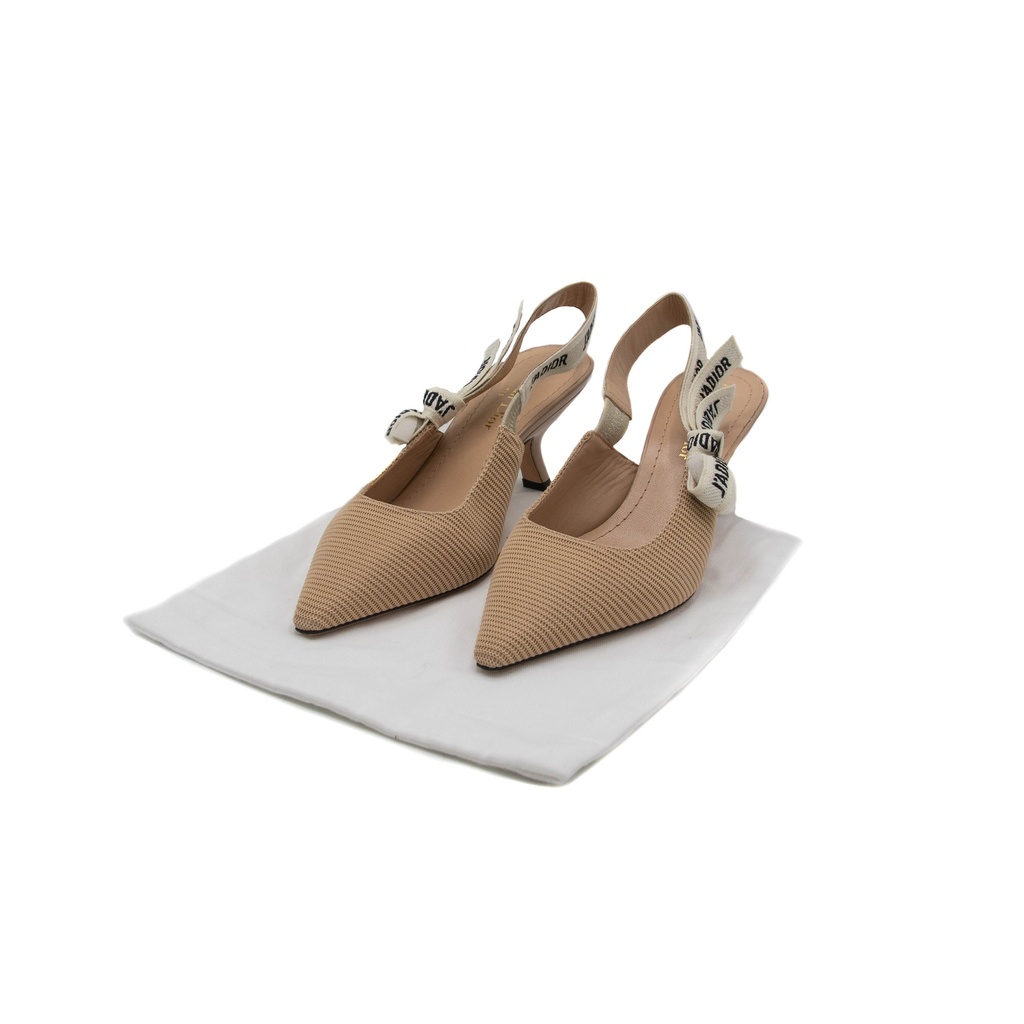 Christian Dior J'Adior Slingback Pump Beige Technical Fabric In Size 37